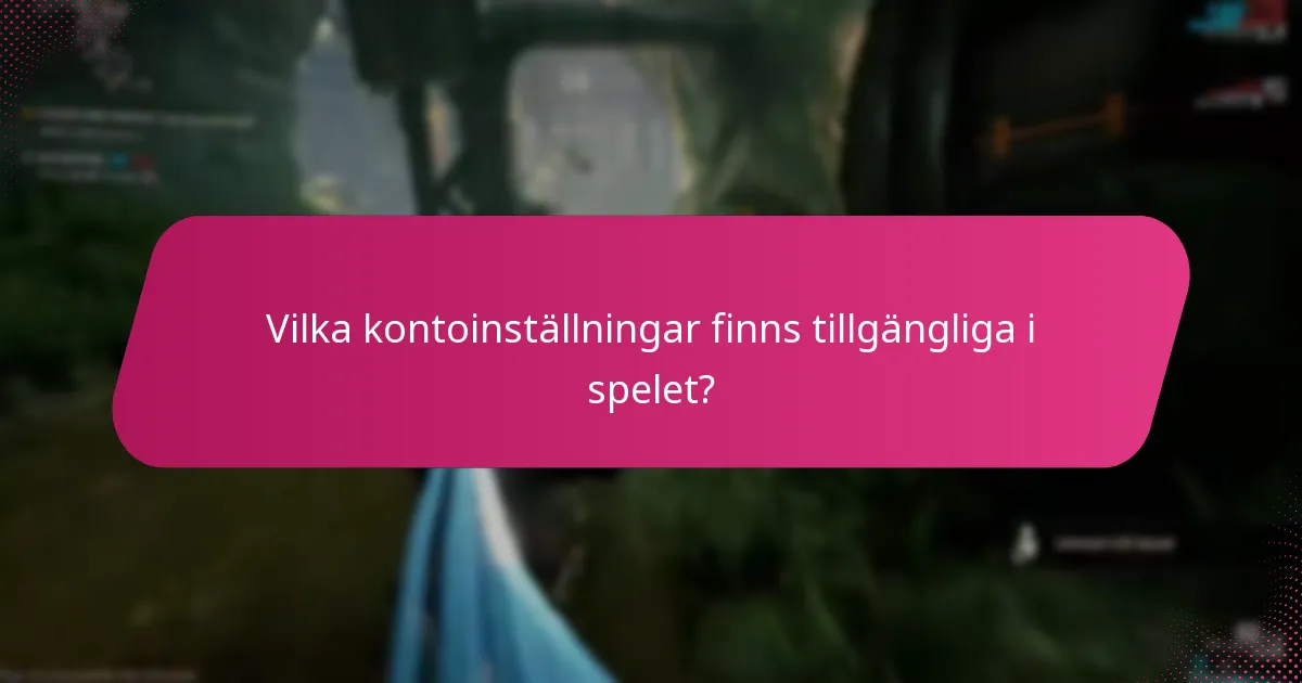 Vilka kontoinställningar finns tillgängliga i spelet?